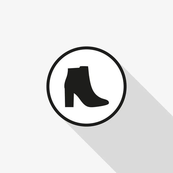 Ícone de vetor sapatos femininos com uma longa sombra no fundo — Vetor de Stock