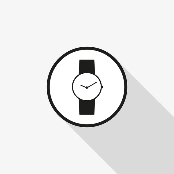 Icono del reloj vectorial con una sombra larga en el fondo — Vector de stock