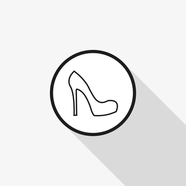 Icono vectorial zapatos femeninos con una larga sombra en el fondo — Vector de stock
