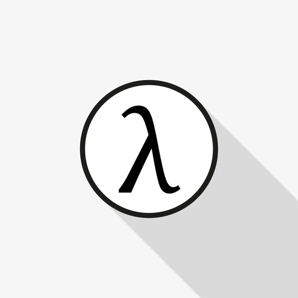 Letra griega símbolo lambda con una larga sombra en el fondo — Vector de stock