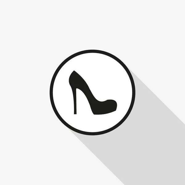 Icona vettoriale scarpe femminili con una lunga ombra sullo sfondo — Vettoriale Stock