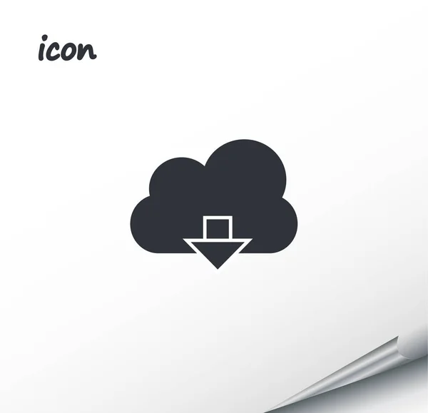 Nahrát na cloud Vektorové ikonu na zalomený stříbrný list — Stockový vektor