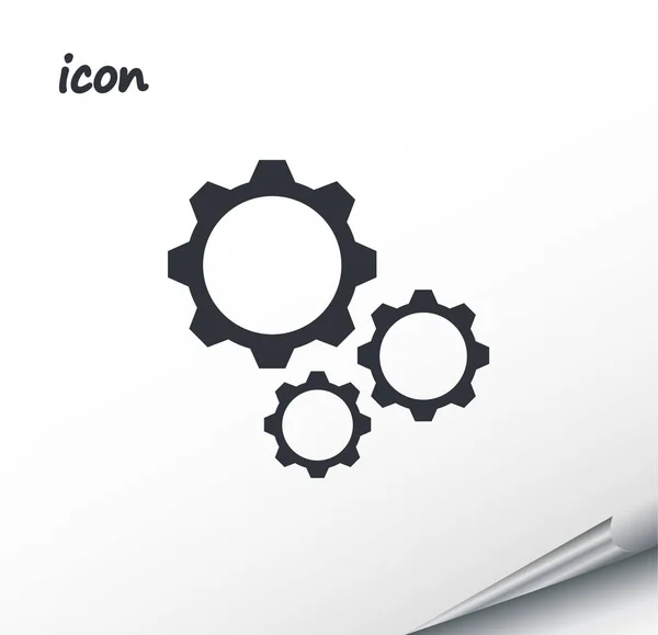 Fogaskerekek vektor ikon egy becsomagolt ezüst lapon — Stock Vector
