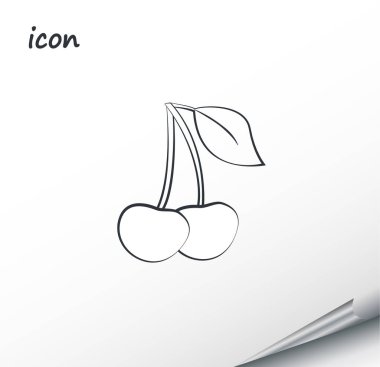 Vektör simge kaydırılan bir gümüş sayfada kiraz