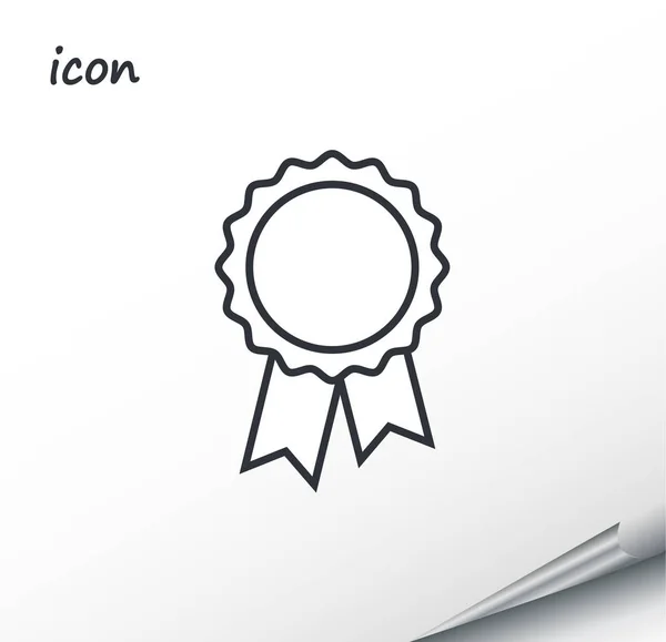 Insignia icono de vector con cintas en una hoja de plata envuelta — Vector de stock