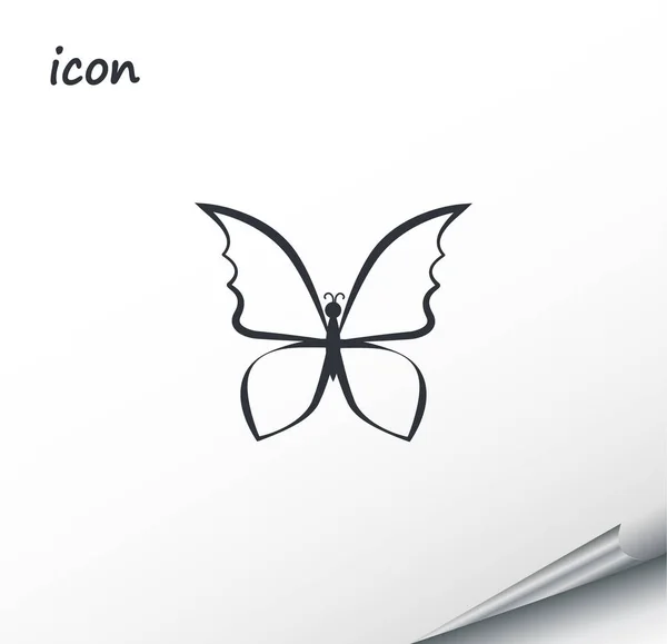 Векторная иконка бабочки на обернутом серебряном листе — стоковый вектор