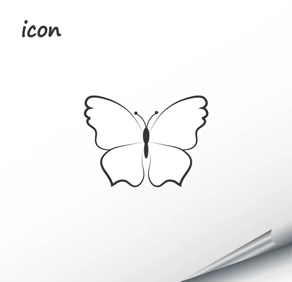 Icona vettoriale farfalla su un foglio d'argento avvolto — Vettoriale Stock