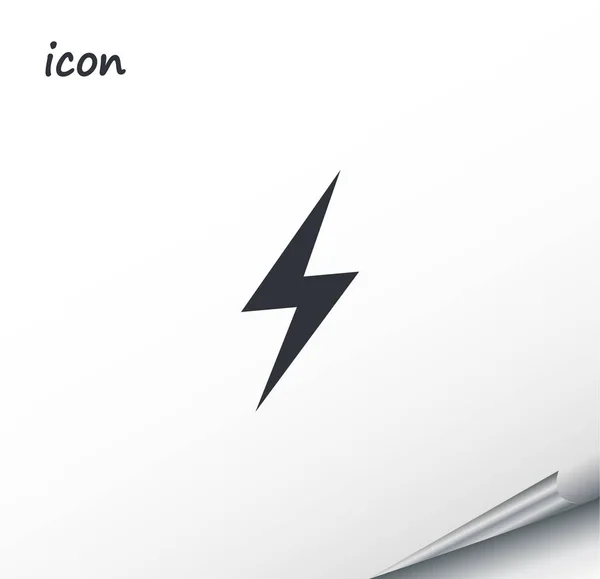 Vector ikonen lightning på ett insvept silver blad — Stock vektor