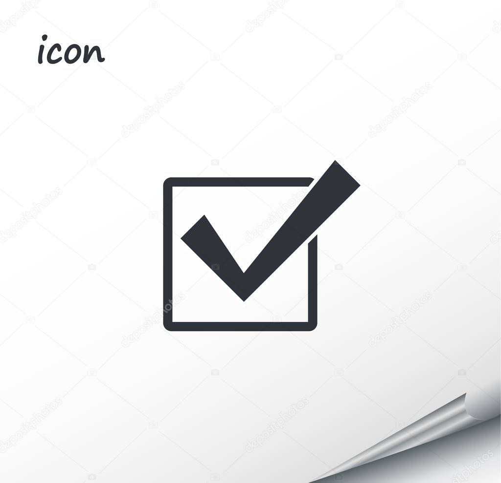 vector icon check mark on a wrapped silver sheet