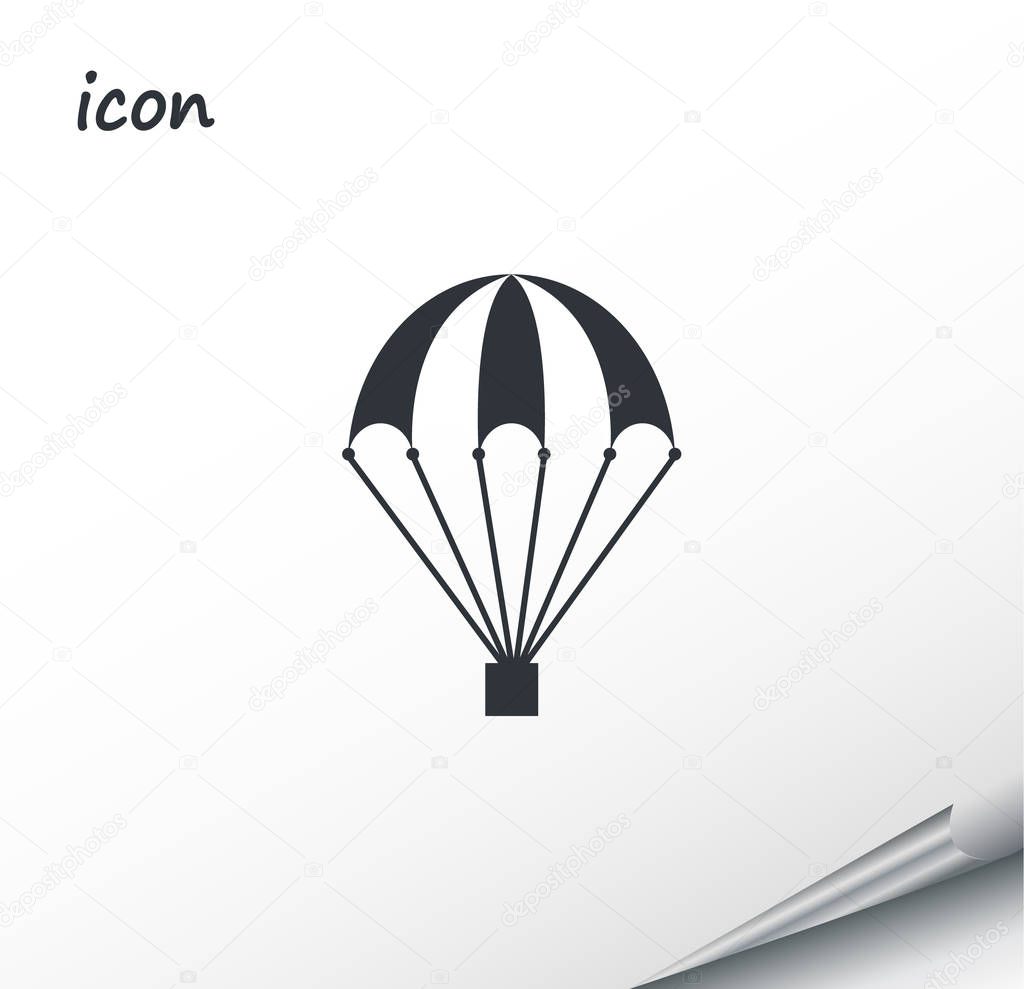 Vector icon of a parachute on a wrapped silver sheet