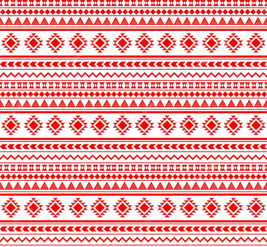 Vector seamless aztec pattern, geometric pattern in red color
