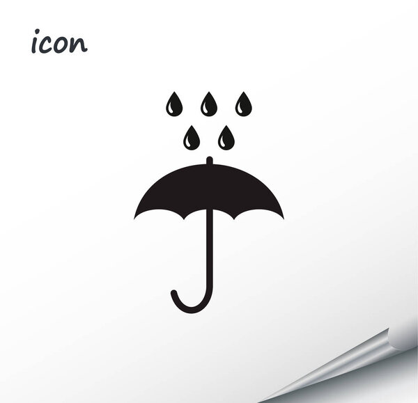 Vector icon umbrella on a wrapped silver sheet