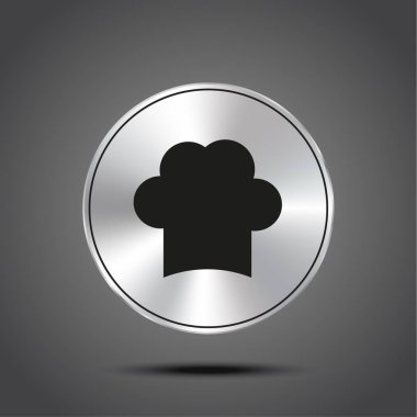 koyu arka plan üzerinde izole vektör simge Şef kap metalik