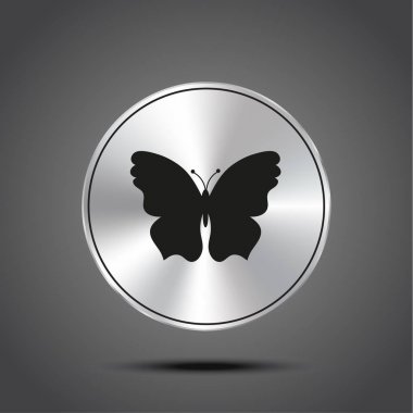 Vektör simge kelebek metalik koyu arka plan üzerinde izole