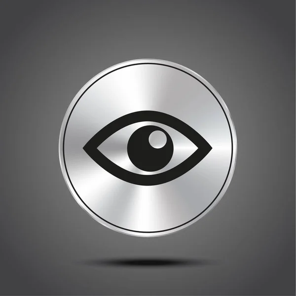Vetor ícone Olho metálico isolado no fundo escuro — Vetor de Stock
