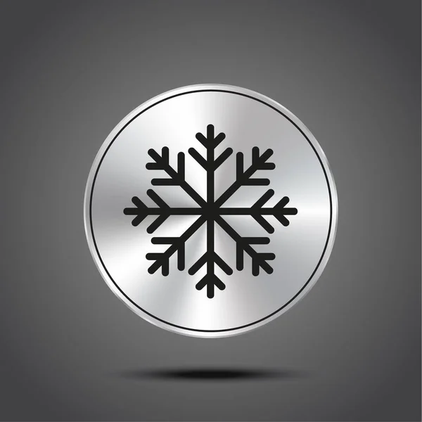 Διάνυσμα εικονίδιο μεταλλικό snowflake απομονώνονται σε σκούρο φόντο — Διανυσματικό Αρχείο