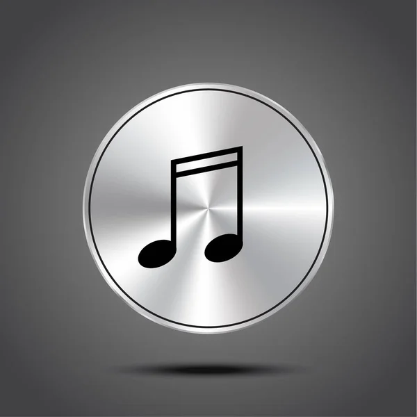 Vector music icons metallic isolated on dark background — Stock Vector
