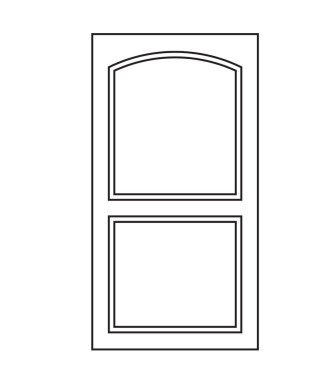 Eski kapı simgesi, izole illüstrasyon vektör. Basit tasarımı ile ahşap kapıyı kapatın