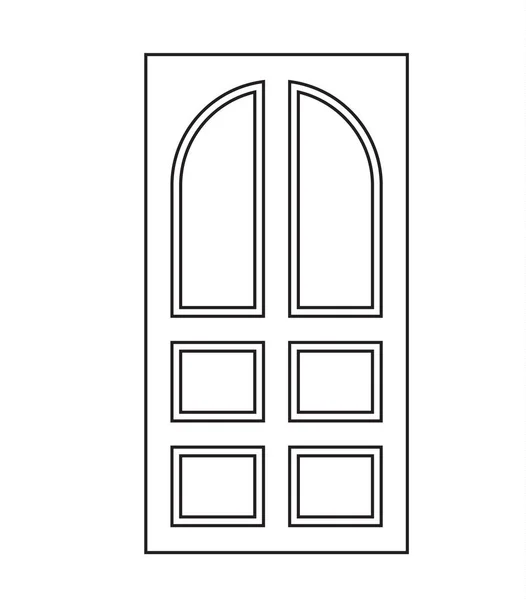 Icono de puerta vieja, vector de ilustración aislado. Cerrar puerta de madera con diseño simple — Vector de stock