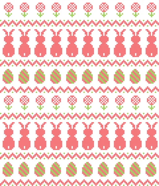 Patrón de Pascua sin costura Pixel, Ilustración de Pascua lindo . — Vector de stock
