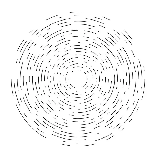 Conjunto de elementos redondos vetoriais de linhas de várias espessuras, formando uma ilusão óptica . — Vetor de Stock