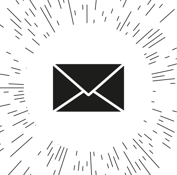 Enveloppe Icône Vectorielle Sur Fond Des Rayons — Image vectorielle