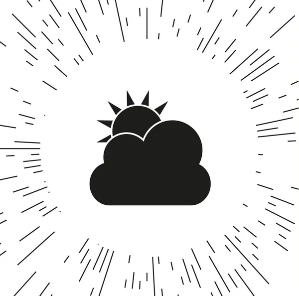Sol Nube Icono Vector Tiempo Contra Fondo Los Rayos — Archivo Imágenes Vectoriales