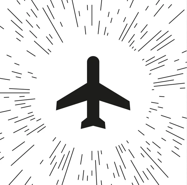 Pesawat Vektor Ikon Dengan Latar Belakang Sinar - Stok Vektor