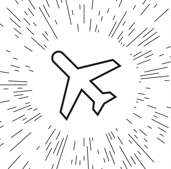 Векторная Иконка Самолета Фоне Лучей — стоковый вектор