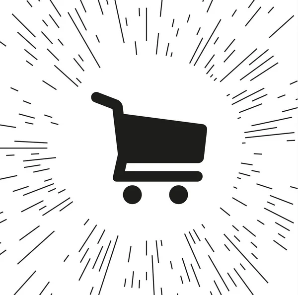 Vector Icono Carrito Compras Contra Fondo Los Rayos — Vector de stock