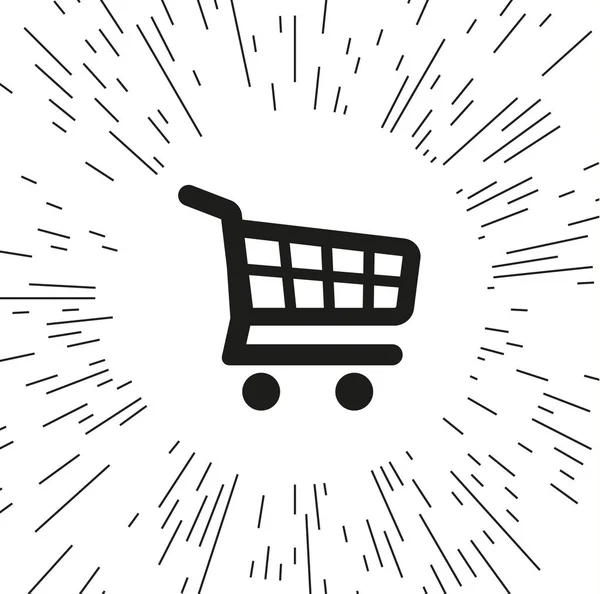 Vector Icono Carrito Compras Contra Fondo Los Rayos — Vector de stock