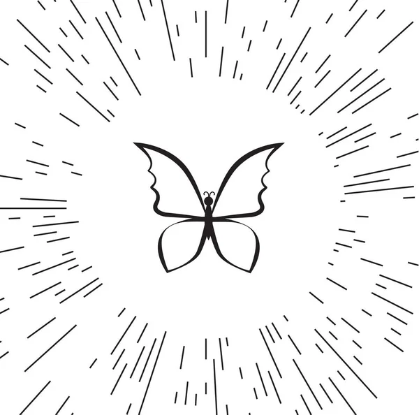 Vector Icono Mariposa Contra Fondo Los Rayos — Archivo Imágenes Vectoriales