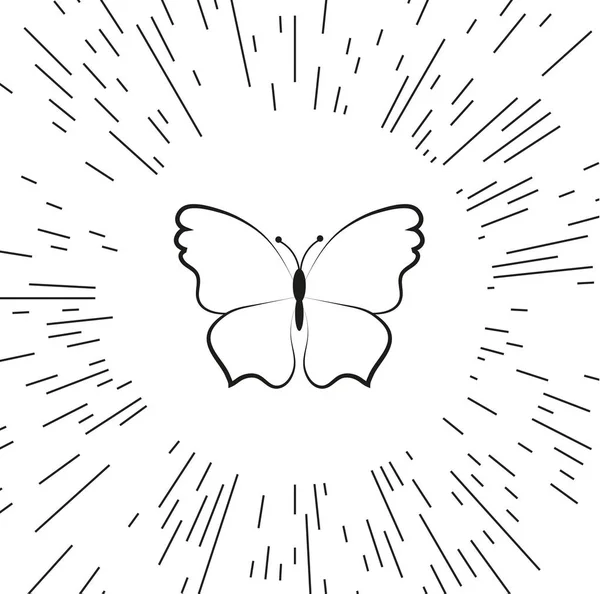 Vector Icono Mariposa Contra Fondo Los Rayos — Vector de stock