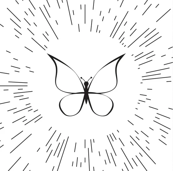 Vector Icono Mariposa Contra Fondo Los Rayos — Archivo Imágenes Vectoriales