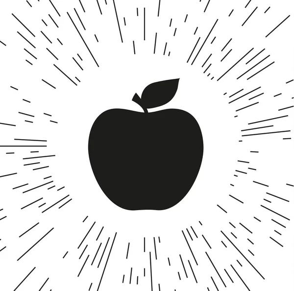 Icono Manzana Vectorial Contra Fondo Los Rayos — Vector de stock