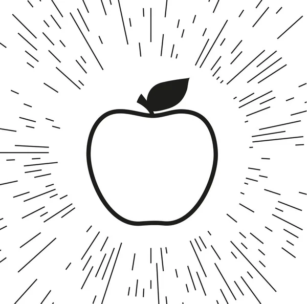 Icono Manzana Vectorial Contra Fondo Los Rayos — Vector de stock