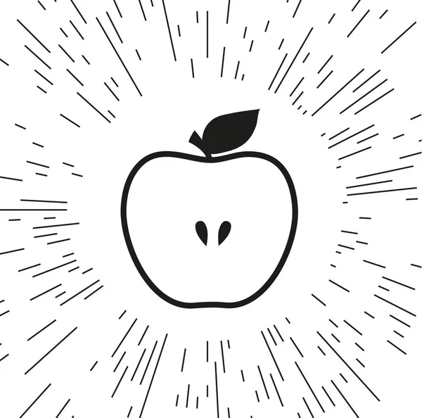 Icono Manzana Vectorial Contra Fondo Los Rayos — Vector de stock