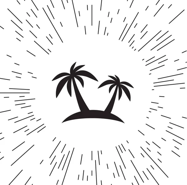 Vector Icono Palmera Contra Fondo Los Rayos — Vector de stock