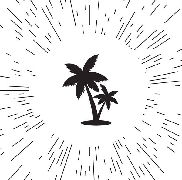 Icône Vectorielle Palmier Sur Fond Des Rayons — Image vectorielle