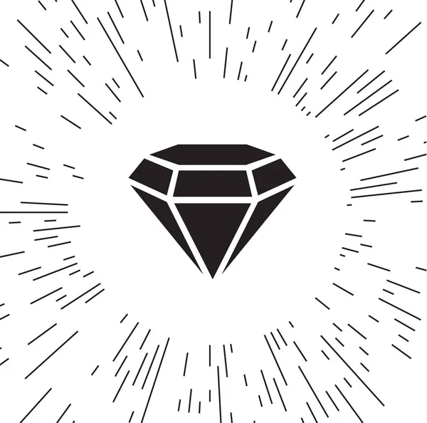 Icono Del Vector Diamante Sobre Fondo Los Rayos — Vector de stock