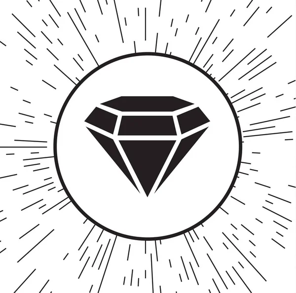 Icône Vectorielle Diamant Sur Fond Des Rayons — Image vectorielle