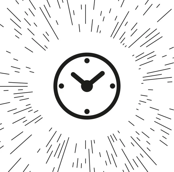 Icono Del Reloj Vectorial Contra Fondo Los Rayos — Vector de stock