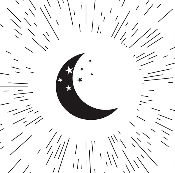 Векторний Значок Місяць Тлі Променів — стоковий вектор