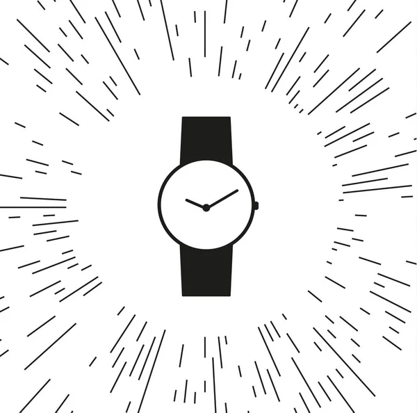 Icône Horloge Vectorielle Sur Fond Des Rayons — Image vectorielle