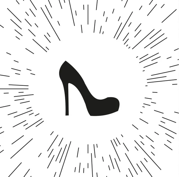 Icono Vectorial Zapatos Femeninos Contra Fondo Los Rayos — Archivo Imágenes Vectoriales