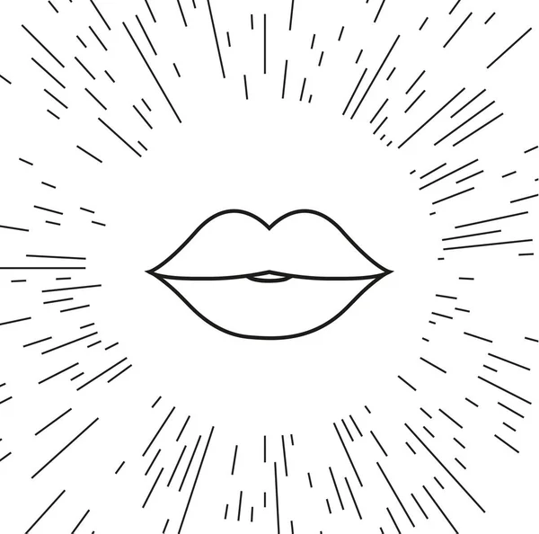 Icono Vectorial Los Labios Sobre Fondo Los Rayos — Vector de stock