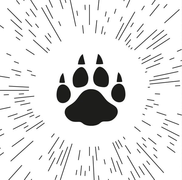 Paw Vector Icons Background Rays — Stock Vector