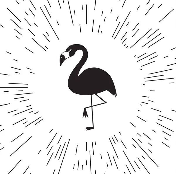 Vector Flamingo Pictogram Tegen Achtergrond Van Stralen Eps — Stockvector