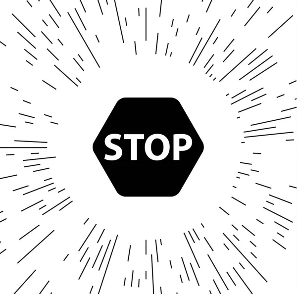 Vector Stop Pictogram Tegen Achtergrond Van Stralen — Stockvector