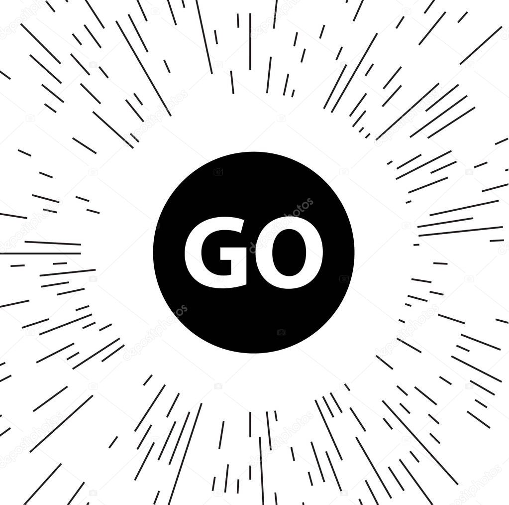 Vector icon go against the background of the rays